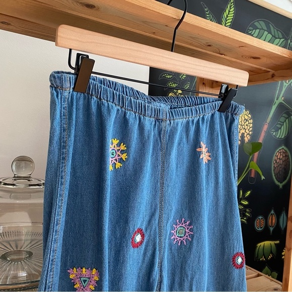 Zara Denim Embroidered Geo Shapes Midi Halter Dress XS - Picture 11 of 16